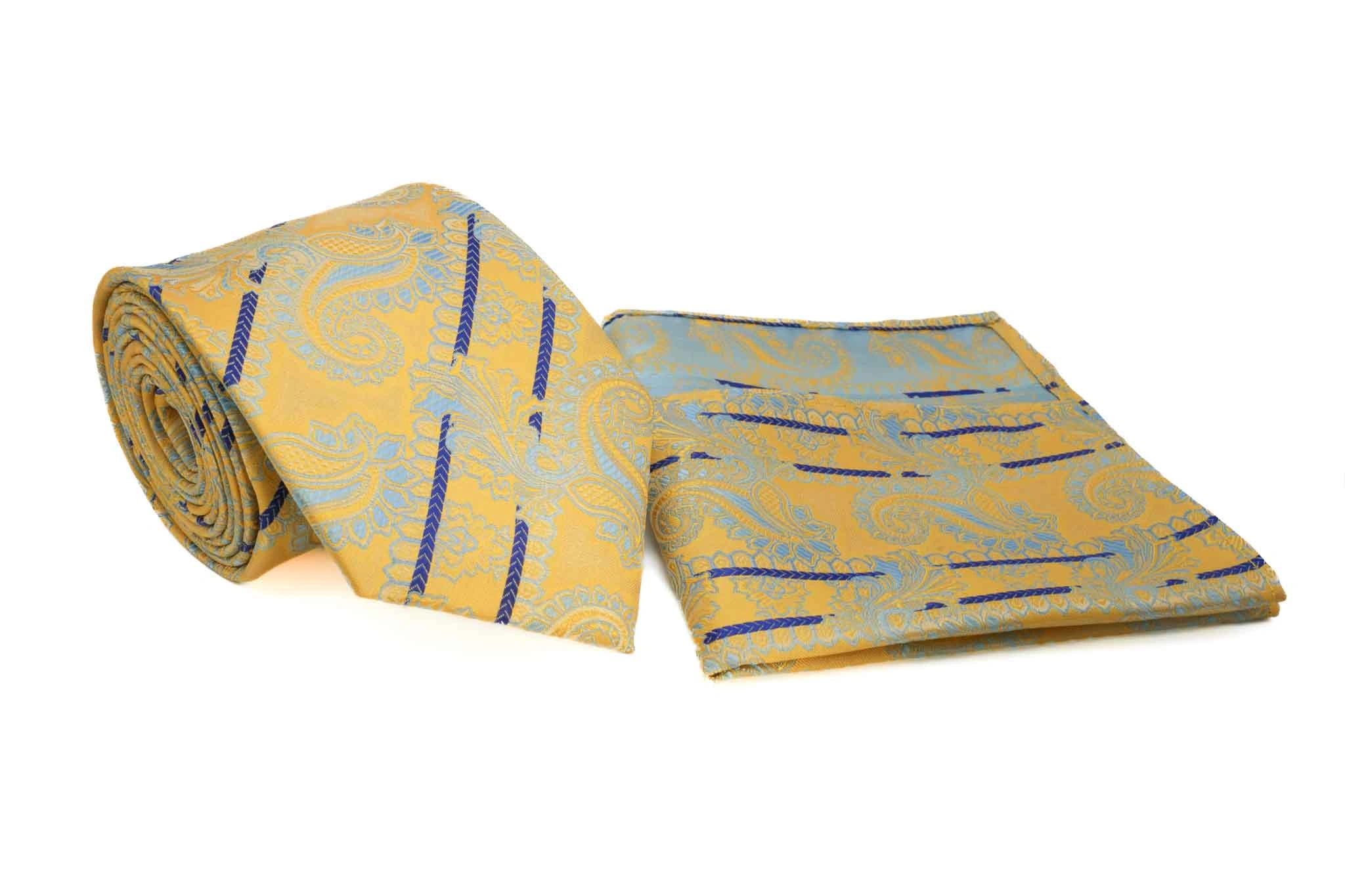 Stylish Paisley & Stripe Tie Set – Elevate Your Gentleman's Look.