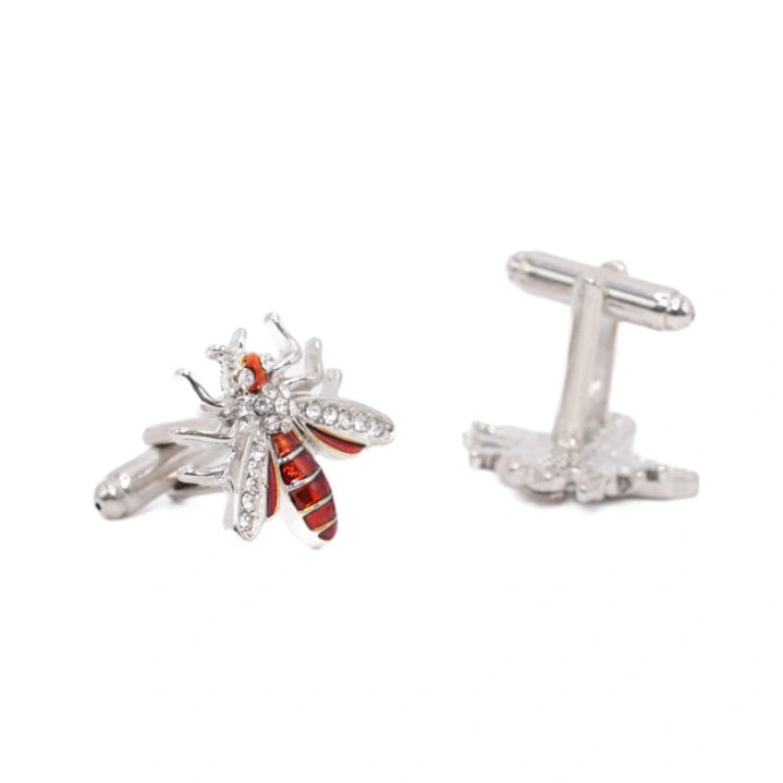 Buzzworthy Silver Bee Cufflinks Sparkly Vintage Style